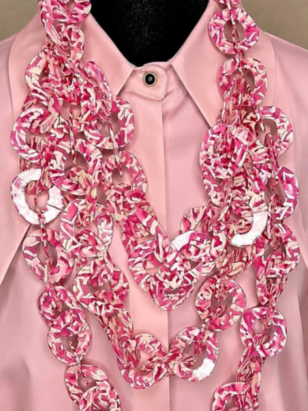 Pink & White Abstract Necklace